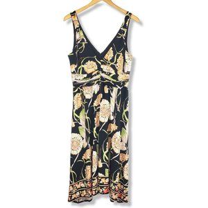 Jones Wear Dresses Black Floral Print V-Neck Midi/Maxi Dress Size 14